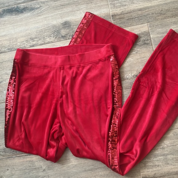 💋Juicy Couture set bling sequins red velour 2 piece set sz XL NWT - Picture 5 of 17